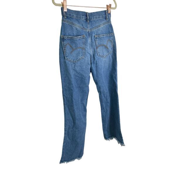 Farm Rio Light Wash Carrot Denim Pants Jeans Flare Leg Fringe Hem Blue Size 24 - Picture 7 of 12